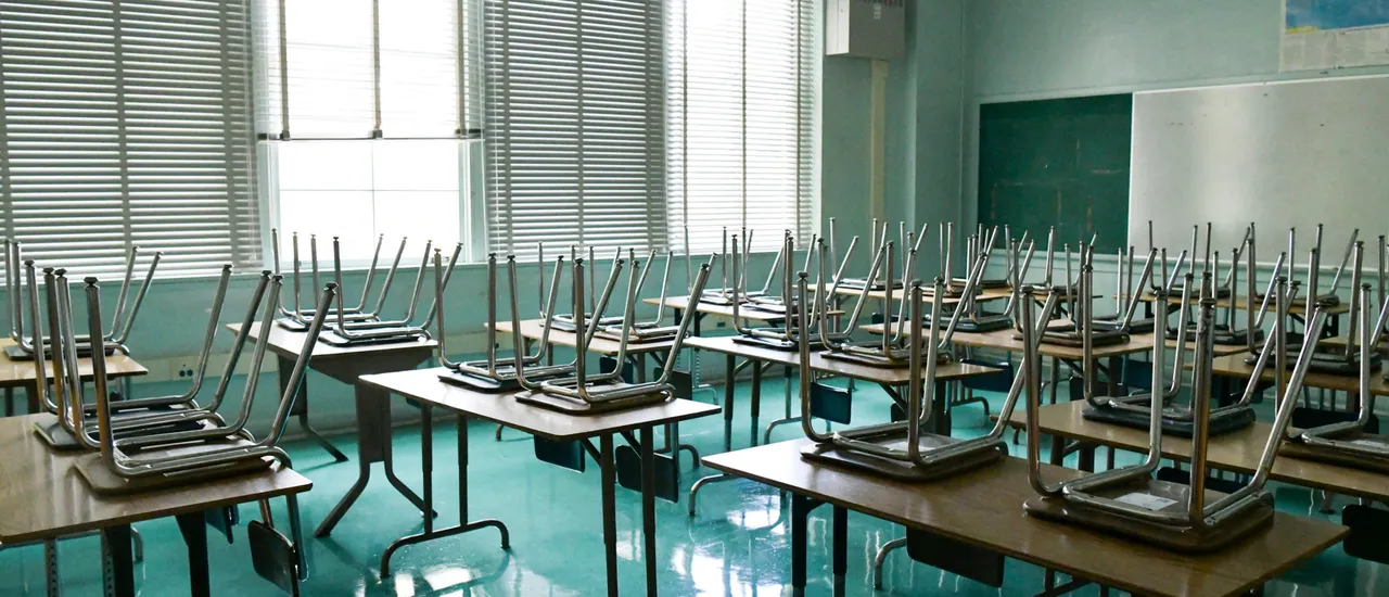 HOLLYWOOD, CALIFORNIA - AUGUST 13: An empty classroom is seen at Hollywood High School on August 13, 2020 in Hollywood, California. With over 734,000 enrolled students, the Los Angeles Unified School District is the largest public school system in California and the 2nd largest public school district in the United States. With the advent of COVID-19, blended learning, or combined online and classroom learning, will become the norm for the coming school year. (Photo by Rodin Eckenroth/Getty Images)
