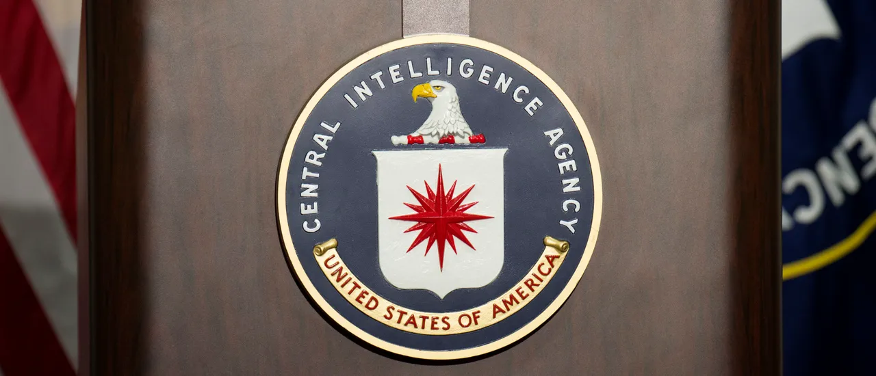 The lectern at the Central Intelligence Agency in Langley, Virginia