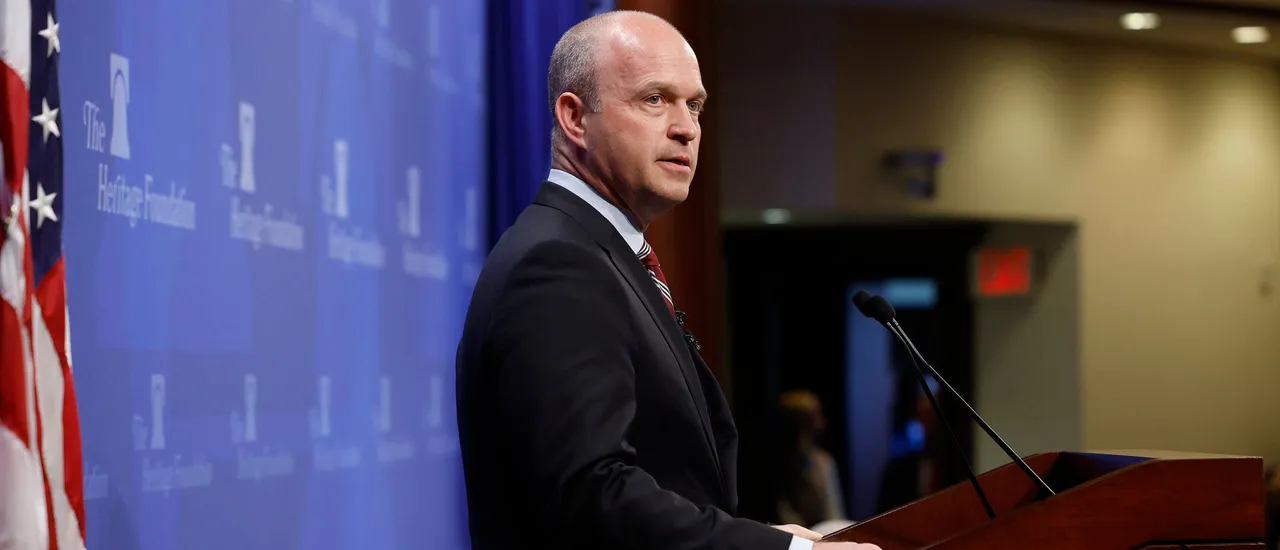 Heritage Foundation President Kevin Roberts introduces former Vice President Mike Pence during an event to promote his new book at the conservative think tank on October 19, 2022 in Washington, DC. During his remarks, Pence talked about his "freedom agenda" and warned against "unmoored populism." (Photo by Chip Somodevilla/Getty Images)