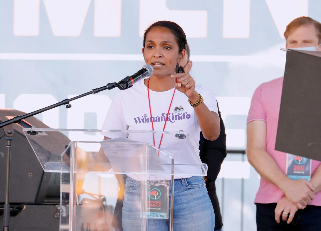LOS ANGELES, CALIFORNIA - OCTOBER 02: Councilmember Nithya Raman attends Women's March Action: March 4 Reproductive Rights at Pershing Square on October 02, 2021 in Los Angeles, California. (Photo by Amy Sussman/Getty Images)