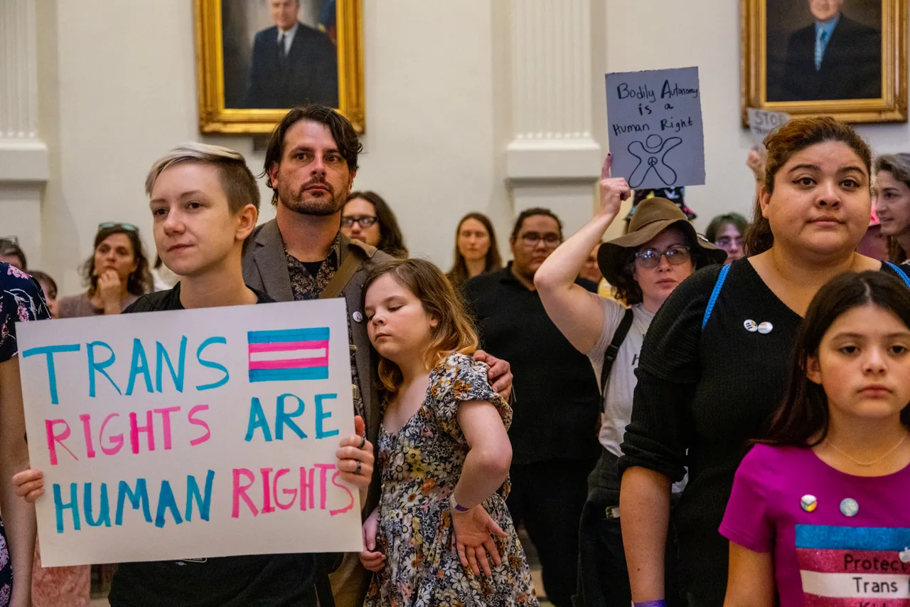 Abortion rights demonstrators and transgender rights activists gather during an International Women's Day abortion rights demonstration at the Texas State Capitol on March 08, 2023 in Austin, Texas. (Photo by Brandon Bell/Getty Images)