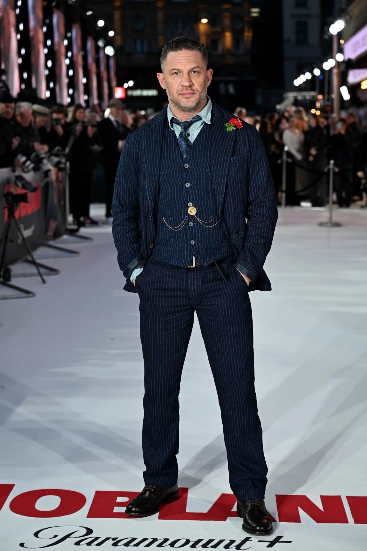 LONDON, ENGLAND - MARCH 27: Tom Hardy attends the Global Premiere of "MobLand" at Odeon Luxe Leicester Square on March 27, 2025 in London, England. (Photo by Shane Anthony Sinclair/Getty Images for Paramount Plus)