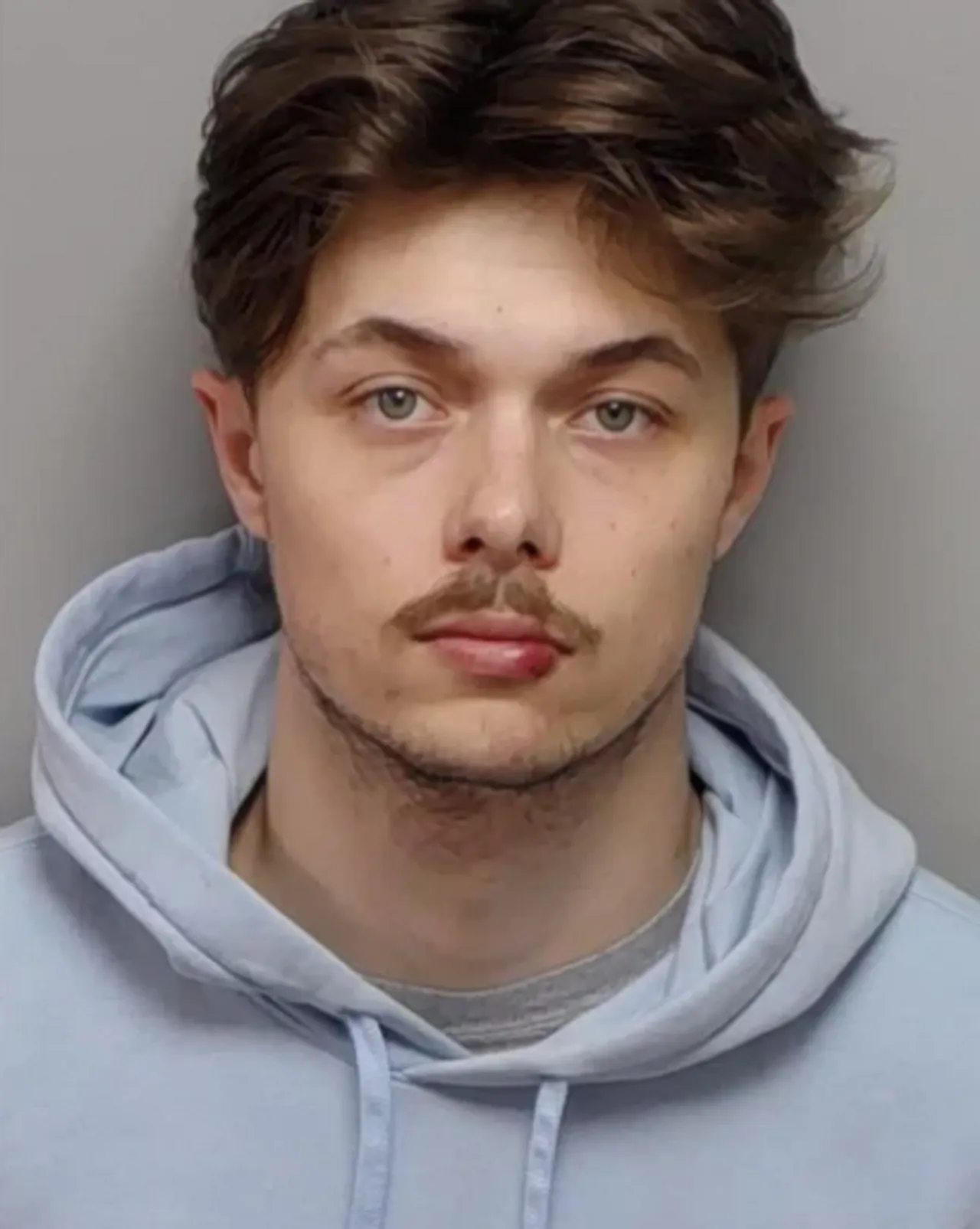 Jacob Wenske poses for a mugshot after being charged with threatening to kill Erika Kirk in Bexar County, Texas. (Image courtesy of the Bexar County Sheriff's Office)
