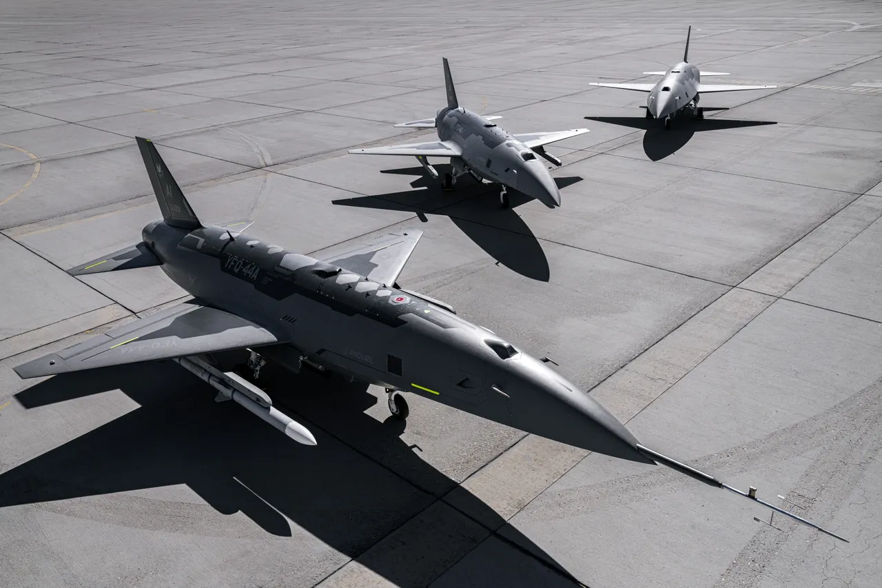 Three of Anduril's FQ-44 semi-autonomous fighter aircraft are seen on an airstrip in a courtesy photo provided to the Daily Caller News Foundation. (Anduril / Daily Caller News Foundation)