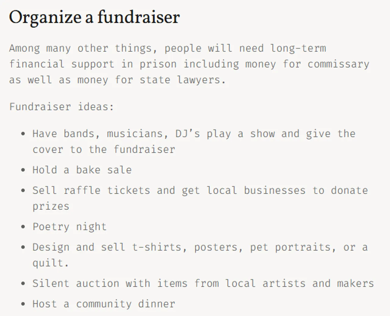 The DFW Support Committee website shows instructions for raising funds for defendants in an Antifa attack case in Texas.