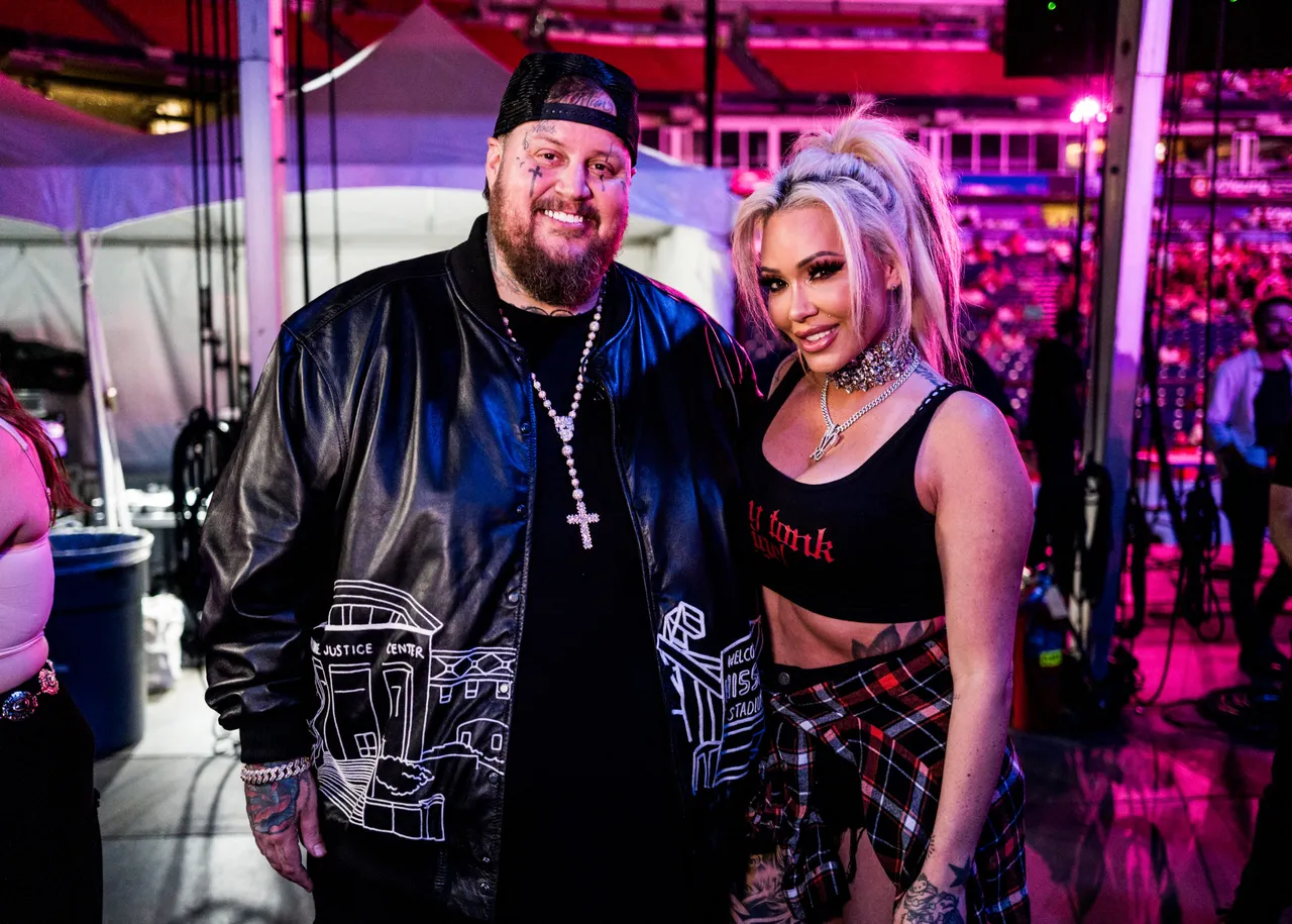 NASHVILLE, TENNESSEE - JUNE 08: (L-R) Jelly Roll and Bunnie Xo attend night three of The 51st CMA Fest at Nissan Stadium on June 08, 2024 in Nashville, Tennessee. (Photo by John Shearer/Getty Images for CMA)