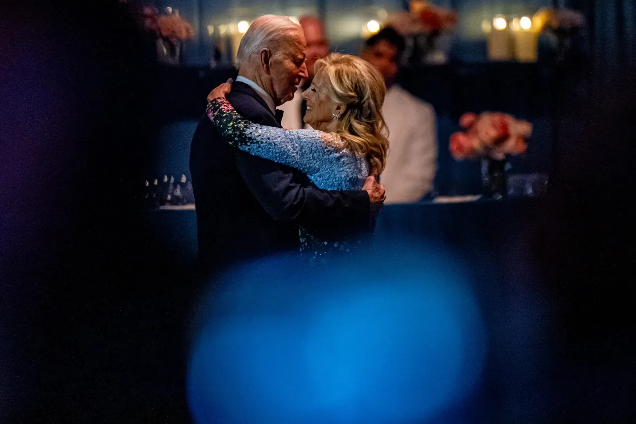U.S. President Joe Biden and first lady Jill Biden dance during a dinner on the South Lawn of the White House on November 22, 2024 in Washington, DC. The Bidens are hosting a dinner to thank longtime supporters. (Photo by Andrew Harnik/Getty Images)