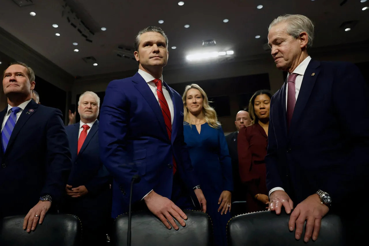 U.S. President-elect Donald Trump's nominee for Secretary of Defense Pete Hegseth is joined by former Senator Norm Coleman for his Senate Armed Services confirmation hearing on Capitol Hill on January 14, 2025 in Washington, DC. (Photo by Anna Moneymaker/Getty Images)