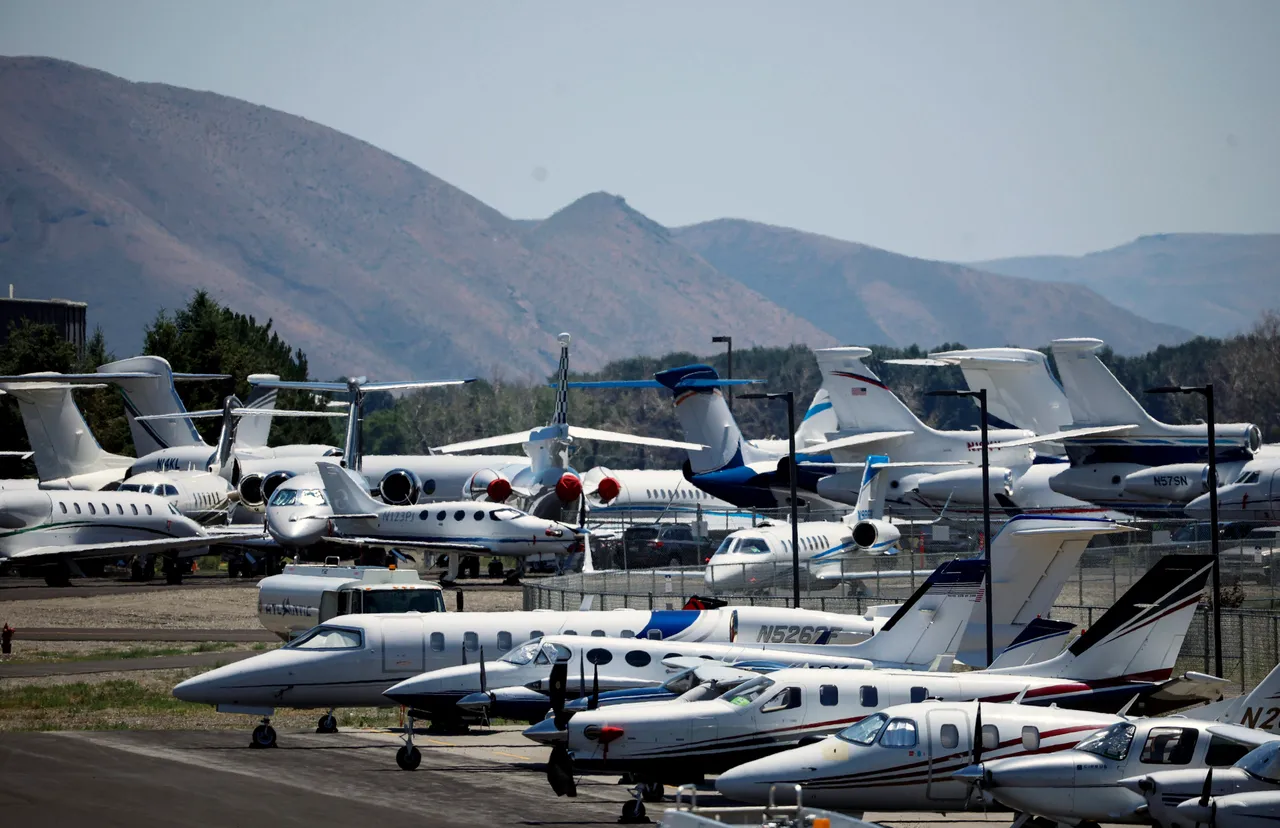 Private jets parked at airport
