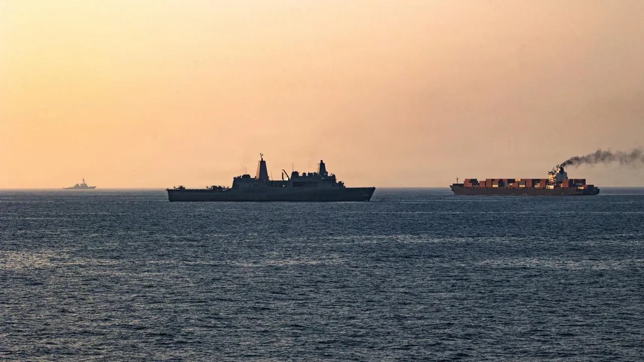 ARABIAN SEA - APRIL 20: (EDITOR'S NOTE: This Handout image was provided by a third-party organization and may not adhere to Getty Images' editorial policy.) In this handout photo provided by U.S. Central Command, U.S. forces patrol the Arabian Sea near M/V Touska on April 20, 2026, after firing upon the Iranian-flagged vessel that the U.S. accused of attempting to violate the U.S. naval blockade of Iranian ports near the Strait of Hormuz. (Handout Photo by the U.S. Navy via Getty Images)