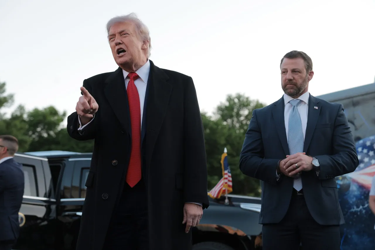 WASHINGTON, DC - MAY 07: U.S. President Donald Trump speaks to reporters alongside U.S. Secretary of Homeland Security Markwayne Mullin as he inspects the painting of the Lincoln Memorial Reflecting Pool basin on May 07, 2026 in Washington, DC. The repairs are part of President Trump's "Safe and Beautiful" campaign to clean up parks and monuments in the city. (Photo by Anna Moneymaker/Getty Images)