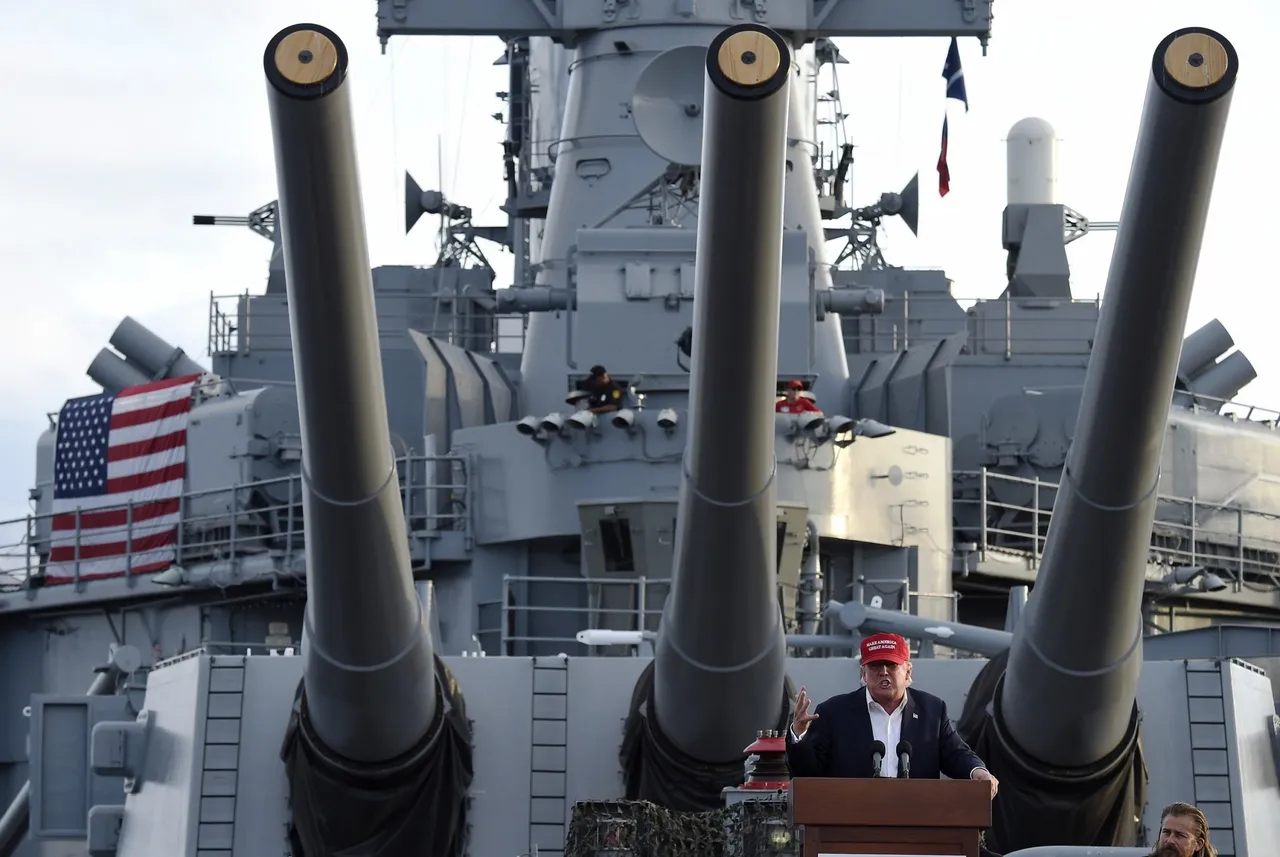 Republican presidential candidate Donald Trump gives a national security speech aboard the World War II Battleship USS Iowa, Sept. 15, 2015, in San Pedro, California. (ROBYN BECK/AFP via Getty Images)