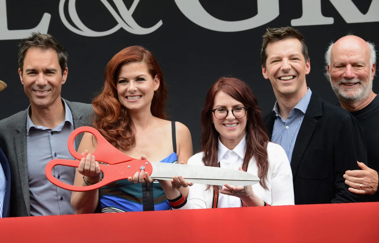 LOS ANGELES, CA - AUGUST 02: Actors Eric McCormack, Debra Messing, Megan Mullally, Sean Hayes and director James Burrows at the 