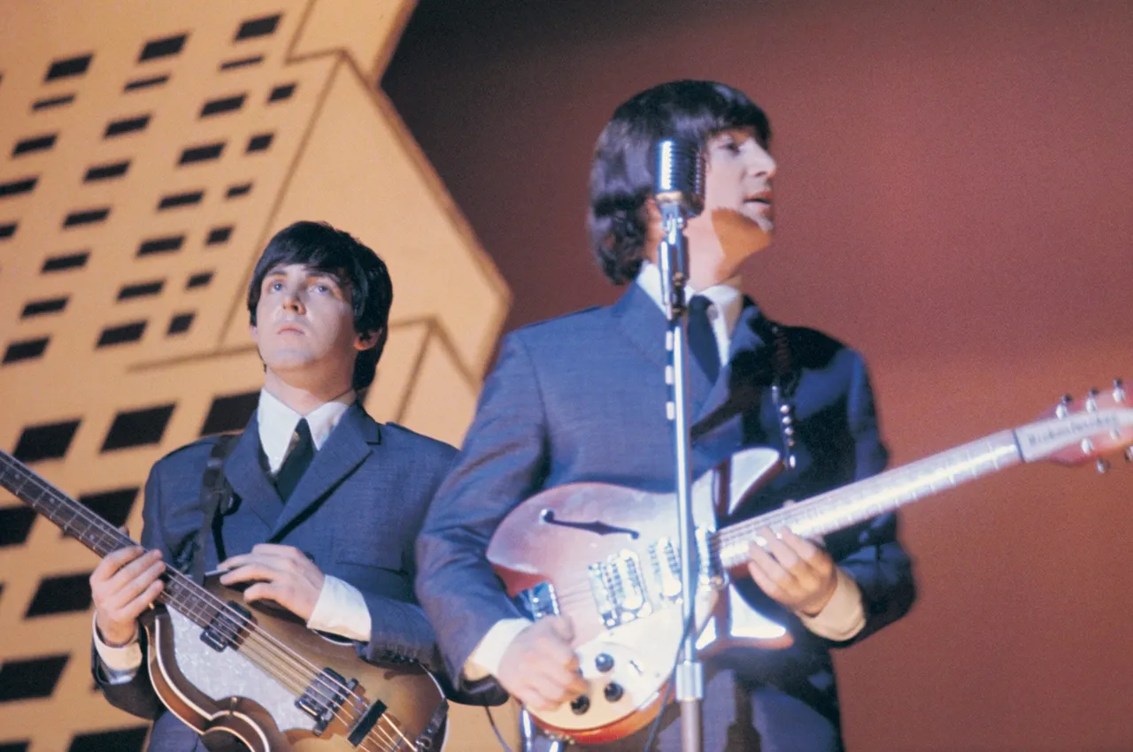Paul McCartney (left) and John Lennon (1940 ? 1980) performing with The Beatles during their American tour, August 1965. (Photo by Mark Hayward Archive/Getty Images)