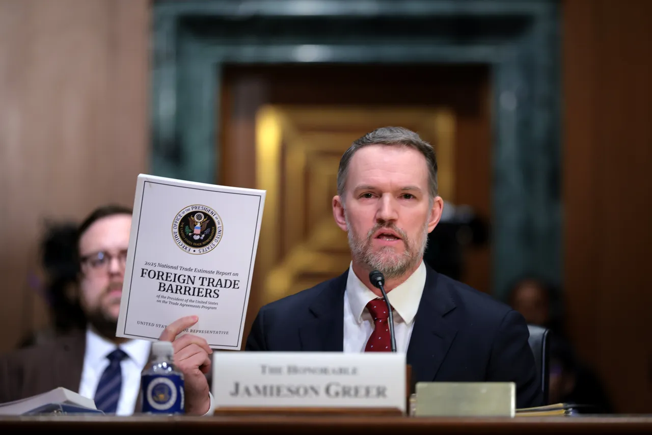WASHINGTON, DC - APRIL 08: U.S. Trade Representative Jamieson Greer testifies before the Senate Finance Committee in the Dirksen Senate Office Building on April 8, 2025 in Washington, DC. Greer testified on President Trump’s 2025 trade policy agenda. (Photo by Kayla Bartkowski/Getty Images)