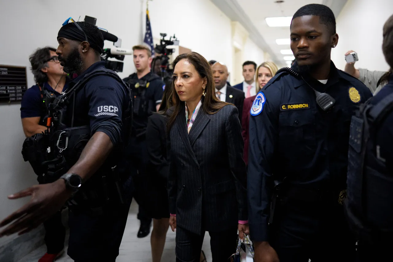 Assistant Attorney General for Civil Rights Harmeet Dhillon (C) arrives with former U.S. Attorney General Pam Bondi (R) for a closed-door interview with the House Oversight Committee on Capitol Hill on May 29, 2026 in Washington, DC. Bondi will be asked questions on the federal government's handling of the Jeffrey Epstein case and release of related files to the public. (Photo by Andrew Harnik/Getty Images)