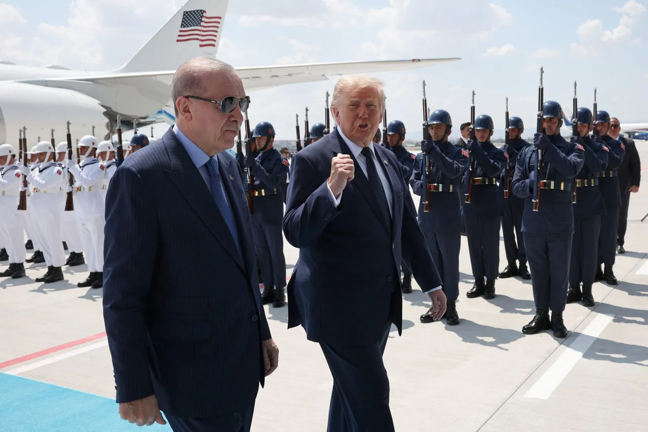 U.S. President, Donald Trump (R), speaks to Turkish President, Recep Tayyip Erdogan, as he arrives at&nbsp;Etimesgut&nbsp;Air Base for the annual NATO Summit&nbsp;on July 7,&nbsp;2026&nbsp;in Ankara,&nbsp;Turkey. (Photo by Win McNamee/Getty Images)