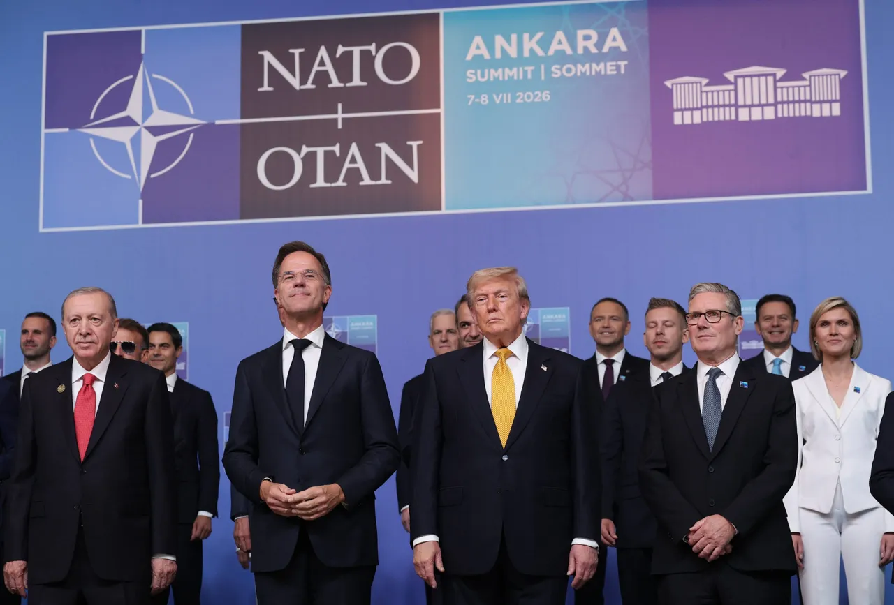 ANKARA, TURKEY - JULY 08: (L-R) Recep Tayyip Erdoğan, President of Turkey, Mark Rutte, Secretary General of NATO, Donald Trump, President of United States and Keir Starmer, Prime Minister of United Kingdom during a “family photo” at Beştepe Presidential Compound during a welcome ceremony for the NATO Summit on July 08, 2026 in Ankara, Turkey. (Photo by Win McNamee/Getty Images)