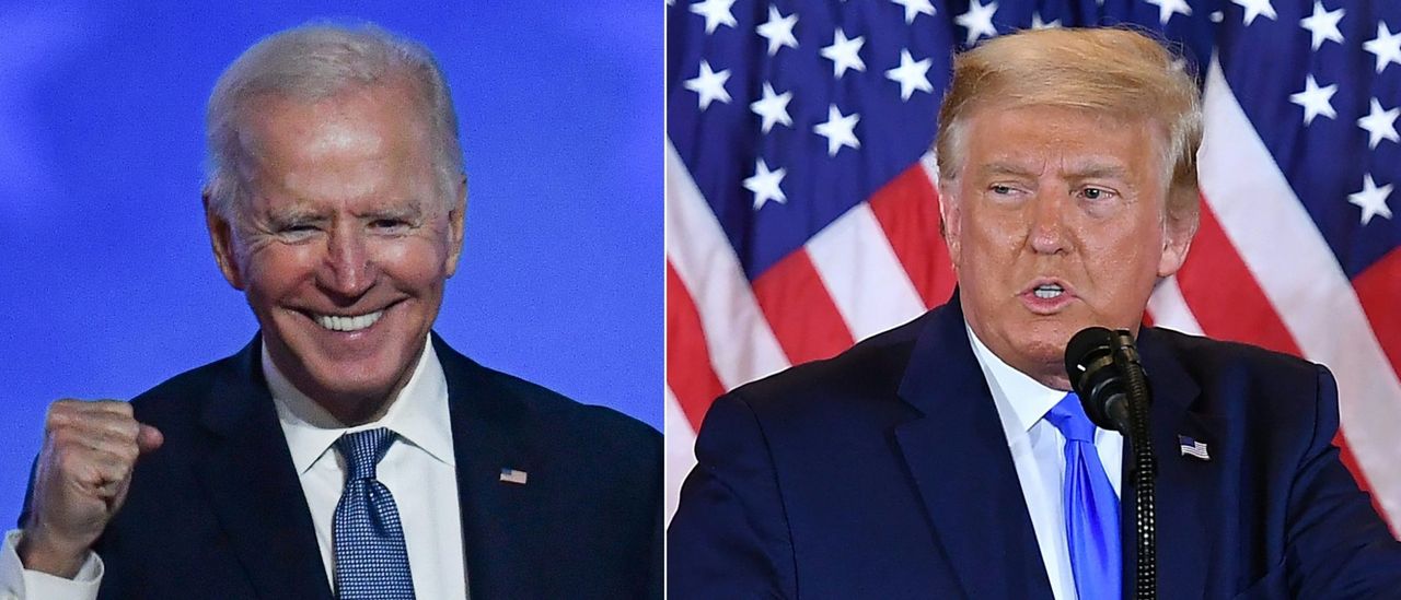 Side by side photos of Biden and Trump