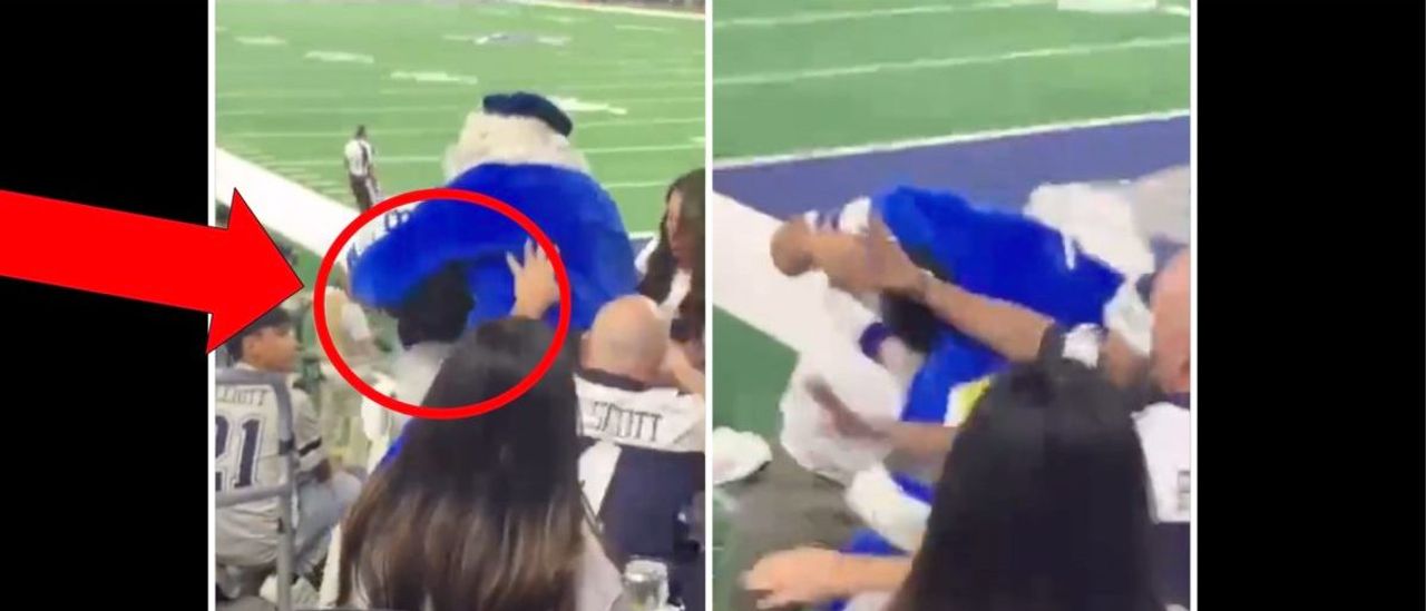 WATCH: Man In A Blue Santa Outfit Puts A Man In A Headlock During The Cowboys Game