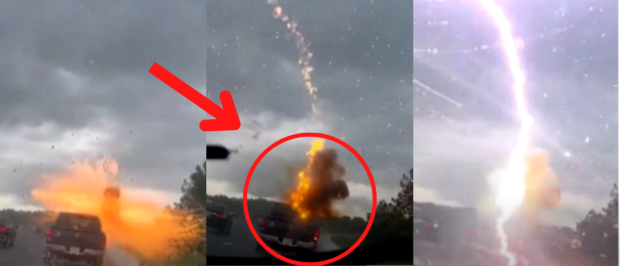WATCH: Video Captures The Exact Moment A Pickup Truck Was Struck By Lightning