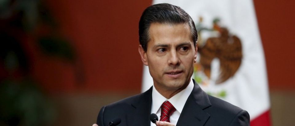 Mexico's President Enrique Pena Nieto speaks during a news conference at the National Palace in Mexico City