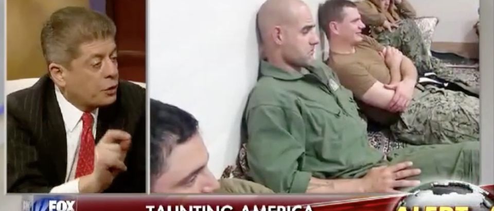 Judge Napolitano: Iran Violated Geneva Conventions By Broadcasting The American Sailors Held Captive [screen shot Fox News]
