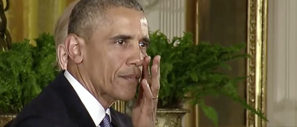 President Barack Obama cries while talking about gun control. (Photo: YouTube screen grab)
