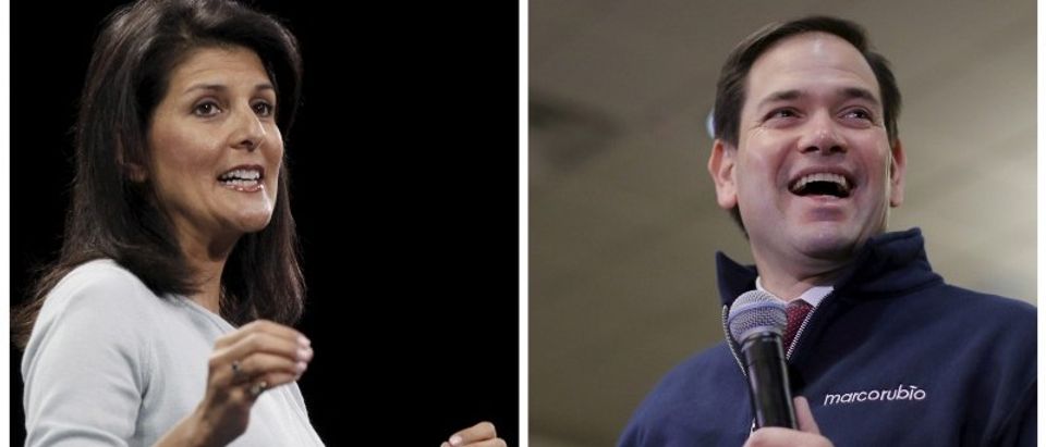 A combination photo shows U.S. Republican presidential candidate Marco Rubio and South Carolina governor Nikki Haley