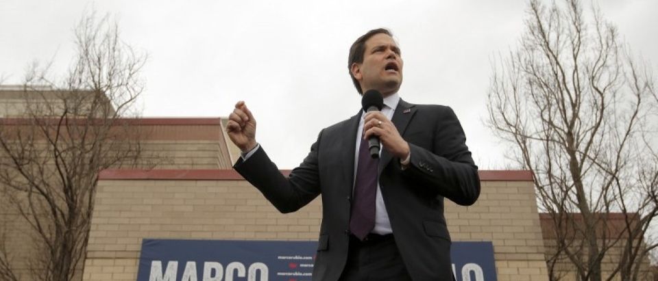 U.S. Republican presidential candidate Marco Rubio speaks during a campaign event in Franklin