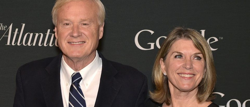 TV Journalist Chris Matthews and his wife Kathleen pose for photographers as they arrive for a Google and The Atlantic event to celebrate "The Art of Expression" on the National Mall, in Washington