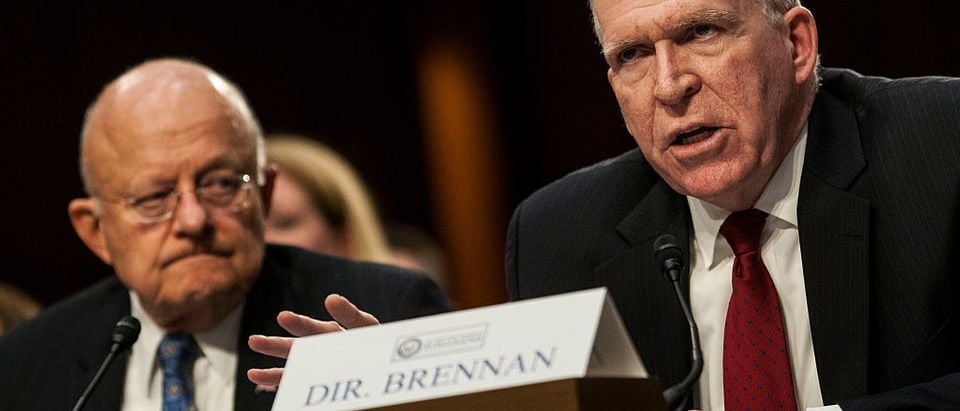 CIA Director John Brennan, along with Director of National Intelligence James Clapper, testifies before the Senate (Select) Intelligence Committee at the Hart Senate Building on Feb. 9, 2016 in Washington