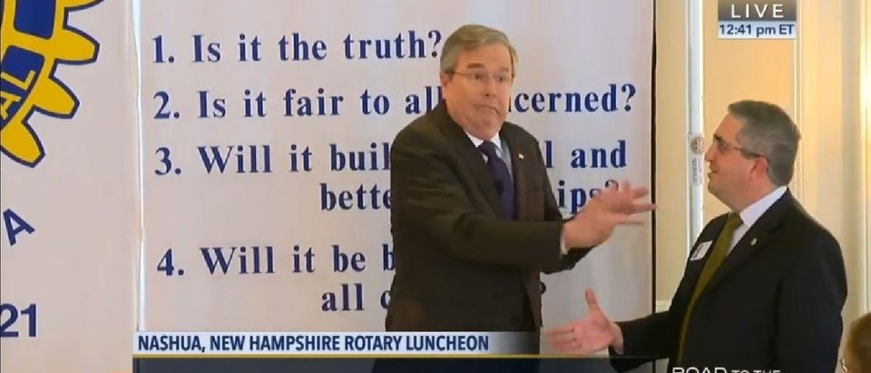 Screenshot, CSPAN, Jeb Bush at New Hampshire Rotary Club