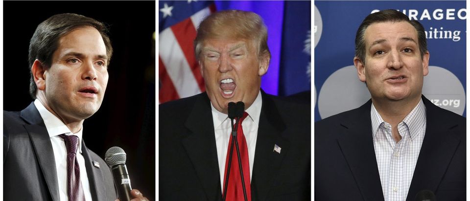 A combination photo shows U.S. Republican presidential candidates Marco Rubio Donald Trump and Ted Cruz
