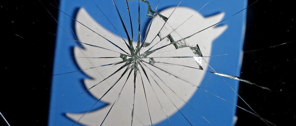 A 3D-printed Twitter logo is seen through broken glass, in this picture illustration taken February 8, 2016. Twitter shed 5.4 percent to hit a new record low of $14.87 after reports over the weekend that the company was planning to change how it display tweets. Reuters/Dado Ruvic/Illustration