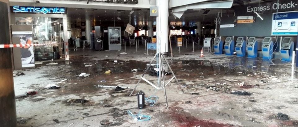 Damage is seen inside the departure terminal following the March 22, 2016 bombing at Zaventem Airport, in these photos made available to Reuters by the Belgian newspaper Het Nieuwsblad