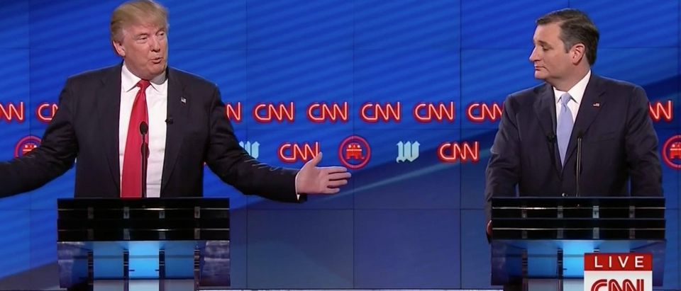 Donald Trump and Ted Cruz, Screen Shot CNN, 3-10-2016
