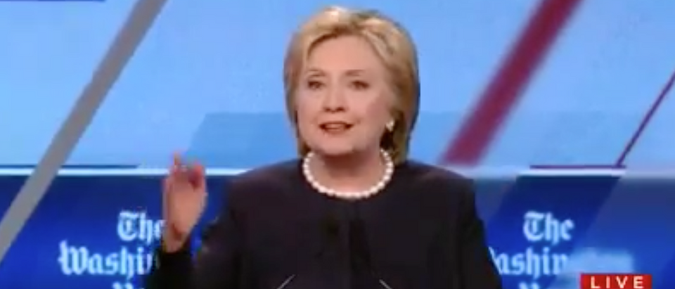 Hillary Clinton answers questions at the CNN/Univision debate, March 9, 2016. (Youtube screen grab)