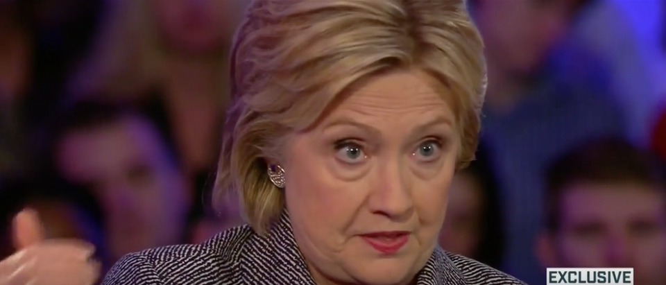 Hillary Clinton town hall, MSNBC, March 14, 2016. (Youtube screen grab)