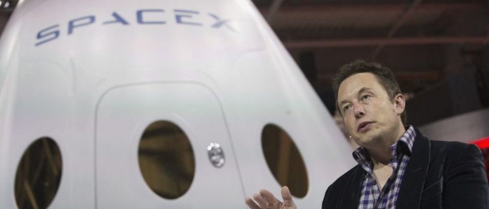 File photo of SpaceX CEO Musk speaking after unveiling the Dragon V2 spacecraft in Hawthorne