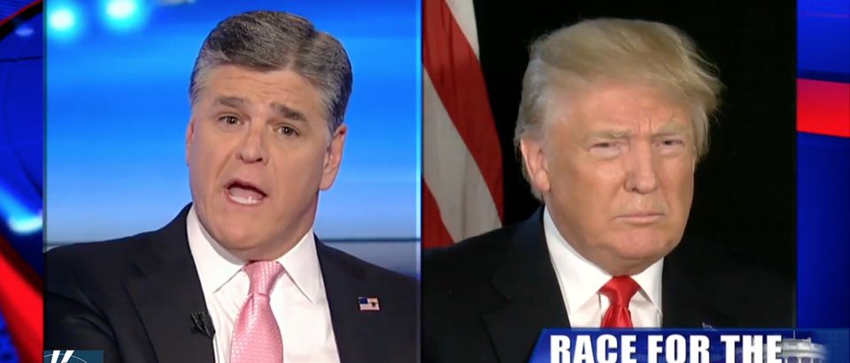 Donald Trump, Sean Hannity, Screen Shot Fox News, 4-22-2016