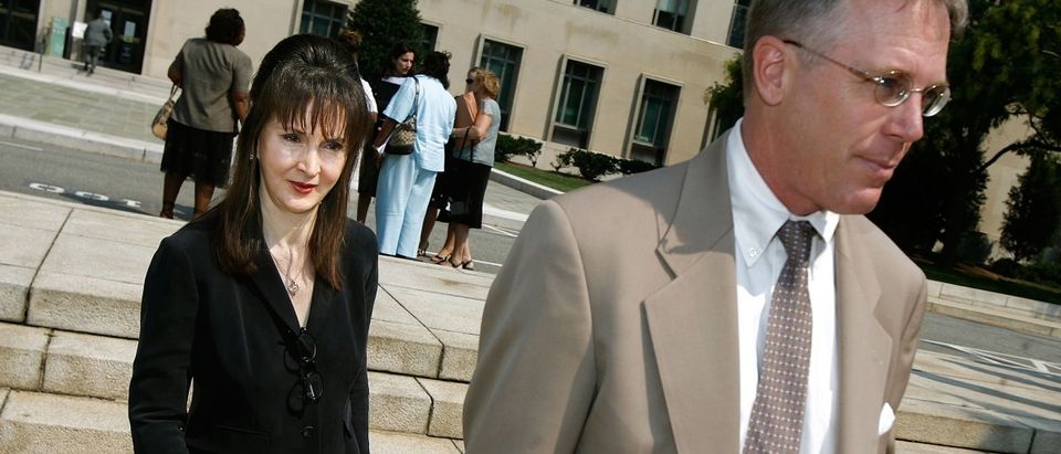 "DC Madam" Deborah Jeane Palfrey (L) and her laywer Montgomery Blair Sibley leave the Prettyman U.S. Courthouse after attending several motion hearings in her trial Sept. 7, 2007 in Washington, DC. (Chip Somodevilla/Getty Images)