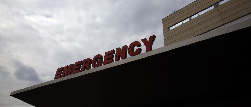 An emergency room sign is seen at Methodist Hospital in Peoria, Illinois