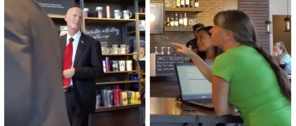 'You're An A**hole!' -- FL Gov. Gets An Earful From Irate Starbucks Lady (YouTube)