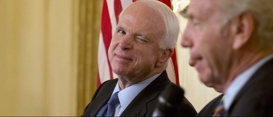 U.S. Senator John McCain (R-AZ) winks.