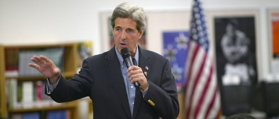 AUGUST 2004 - Senator John Kerry speaking to audience at the Ralph Cadwallader Middle School, Las Vegas, NV (Joseph Sohm / Shutterstock.com)