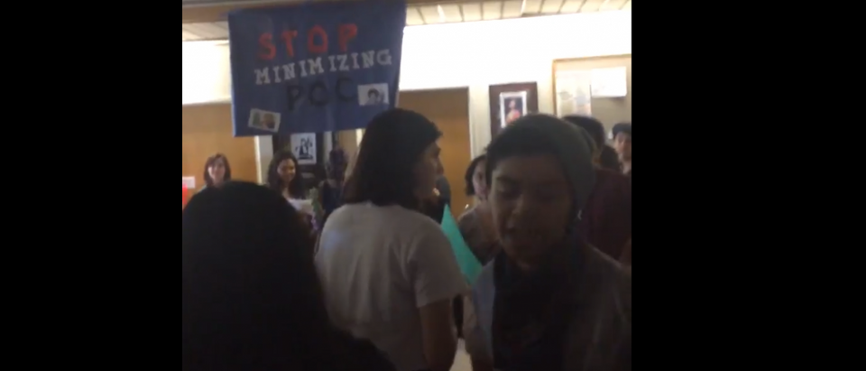Student protesters at Seattle University [Twitter video screengrab/