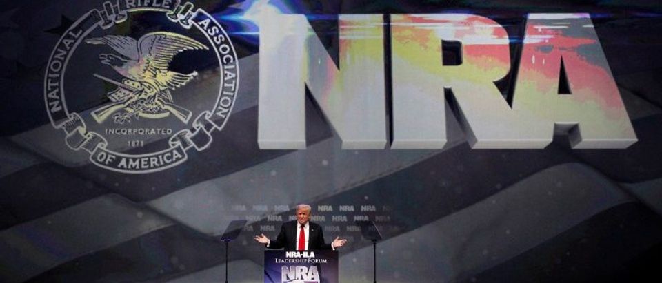 Republican presidential candidate Donald Trump attends the National Rifle Association's NRA-ILA Leadership Forum during their annual meeting in Louisville