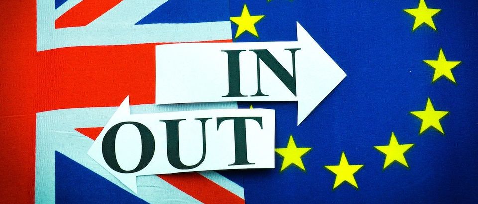 Brexit UK EU referendum concept with flags and topical message (Credit: Shutterstock/Lucian Milasan)