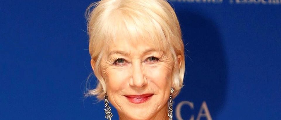 Actress Helen Mirren arrives on the red carpet for the annual White House Correspondents Association Dinner in Washington